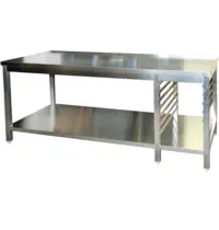 Luxus Werktafel | RVS | 1/1 GN Geleiders (Rechts) | Bodemschap | Diepte 800 | Hoogte 850/885 | Breedte 1200-2900 | Gelaste Constructie