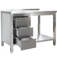 Luxus Werktafel | RVS | Laden (Links) | Bodemschap | Diepte 600 | Hoogte 850/885 | Breedte 800-2900 | Achteropstand | Gelaste Constructie