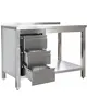 Luxus Werktafel | RVS | Laden (Links) | Bodemschap | Diepte 600 | Hoogte 850/885 | Breedte 800-2900 | Achteropstand | Gelaste Constructie 