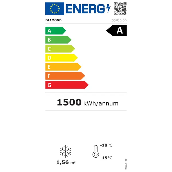 Vrieskast | Energiezuinig | 221L | Zwart | -18°C/-24°C | Statisch + Ventilator | Wielen | 494x521x1915(h)mm