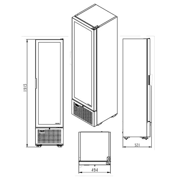 Vrieskast | Energiezuinig | 221L | Zwart | -18°C/-24°C | Statisch + Ventilator | Wielen | 494x521x1915(h)mm