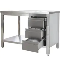 Luxus Werktafel | RVS | Laden (Rechts) | Bodemschap | Diepte 600 | Hoogte 850/885 | Breedte 800-2900 | Gelaste Constructie