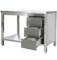 Luxus Werktafel | RVS | Laden (Rechts) | Bodemschap | Diepte 700 | Hoogte 850/885 | Breedte 800-2900 | Gelaste Constructie