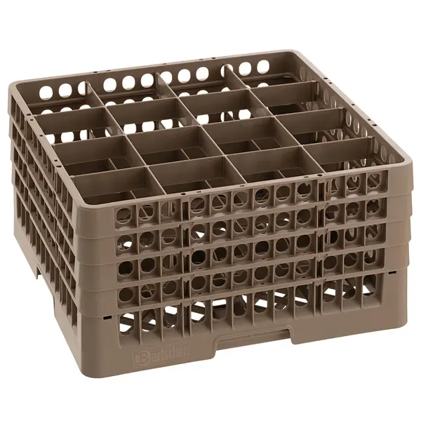 Glazenkorf kunststof bruin | 16 vakken | 500x500x266(h)mm
