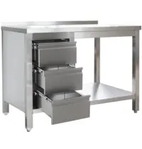 Luxus Werktafel | RVS | Laden (Links) | Bodemschap | Diepte 800 | Hoogte 850/885 | Breedte 800-2900 | Achteropstand | Gelaste Constructie