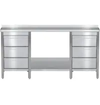 Luxus Werktafel | RVS | Laden (Links/Rechts) | Bodemschap | Diepte 800 | Hoogte 850/885 | Breedte 1200-2900 | Achteropstand | Gelaste Constructie