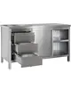 Luxus Werkbank | RVS | Draaideuren + Laden (Links) | Diepte 600 | Hoogte 850/885 | Breedte 900-1300 