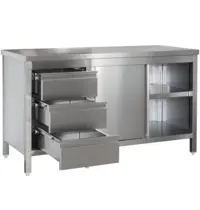 Luxus Werkbank | RVS | Schuifdeuren + Laden (Links) | Diepte 600 | Hoogte 850/885 | Breedte 1400-2900