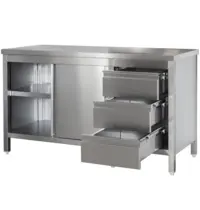 Luxus Werkbank | RVS | Schuifdeuren + Laden (Rechts) | Diepte 700 | Hoogte 850/885 | Breedte 1400-2900