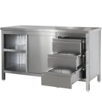 Luxus Werkbank | RVS | Schuifdeuren + Laden (Rechts) | Diepte 800 | Hoogte 850/885 | Breedte 1400-2900
