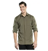 Chaud Devant Horecaoverhemd | UFX | Polyester/Katoen | Donkergroen | Lange Mouw
