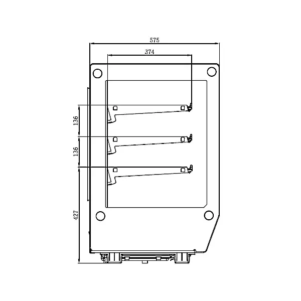 Koelvitrine | TAMAR | 225L | Zwart/RVS | +2°C/+8°C | Geforceerd | 4 Niveaus | 1224x574x887(h)mm