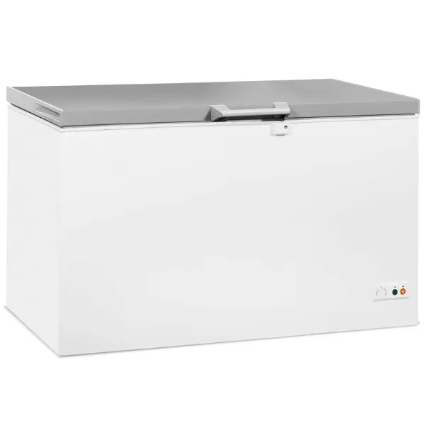 Vrieskist | 407L | Wit/RVS | -18°C/-24°C | Statisch | Kanteldeksel | 1316x743x840(h)mm