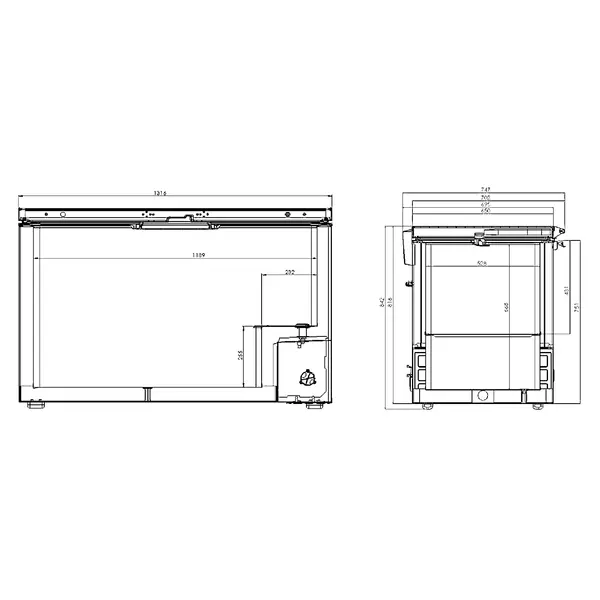 Vrieskist | 407L | Wit/RVS | -18°C/-24°C | Statisch | Kanteldeksel | 1316x743x840(h)mm