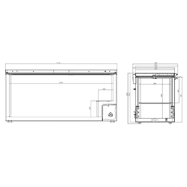 Vrieskist | 572L | Wit/RVS | -18°C/-24°C | Statisch | Kanteldeksel | 1775x743x840(h)mm