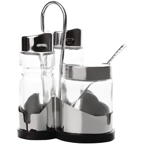 Menage | RVS/Glas | 3-delig | 106x100x218(h)mm