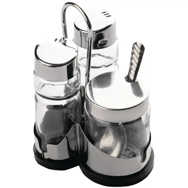 Menage | RVS/Glas | 3-delig | 106x100x218(h)mm