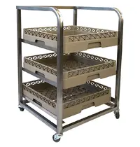 Craven Vaatwaskorvenwagen | RVS | 3 Niveaus (500x500) | Wielen | 626x588x839(h)mm