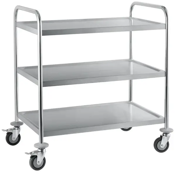 Serveerwagen | RVS | 3 Niveaus (701x450) | Wielen (Geremd) | 821x571x970(h)mm