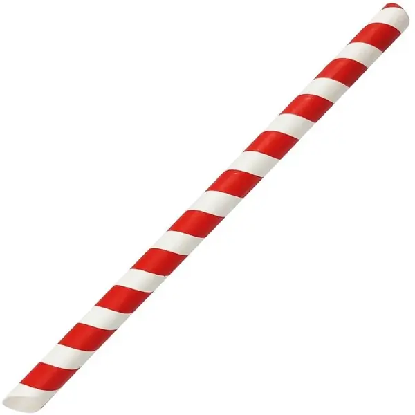 Rietjes | Papier | Rood/Wit | Composteerbaar | 150 Stuks | Ø12x210(h)mm