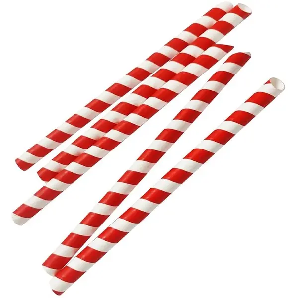 Rietjes | Papier | Rood/Wit | Composteerbaar | 150 Stuks | Ø12x210(h)mm