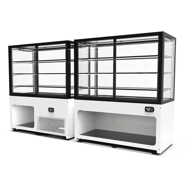 Neutrale Vitrine | INTEGRA | Zwart | 1 Niveau | Wielen (Geremd) | 1200x600x1150(h)mm