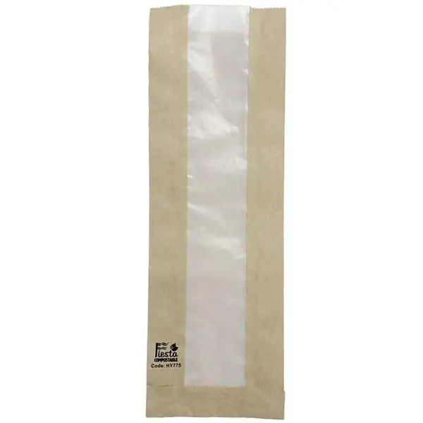 Baquettezakken | Papier | Bruin/Transparant | Composteerbaar | 1000 Stuks | 100x60x300(h)mm
