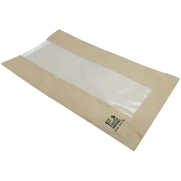 Broodzakken | Papier | Bruin/Transparant | Composteerbaar | 1000 Stuks | 215x88x266(h)mm