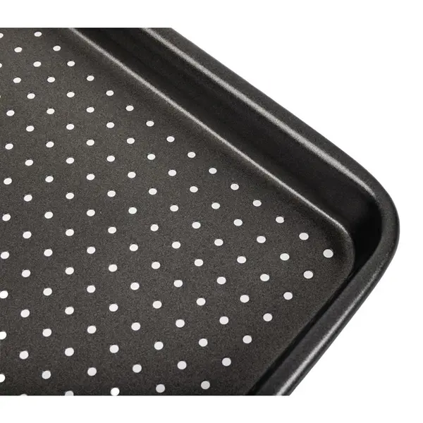 Bakplaat | CRUSTY BAKE | Carbonstaal (Antiaanbaklaag) | Geperforeerd | 390x270x20(h)mm