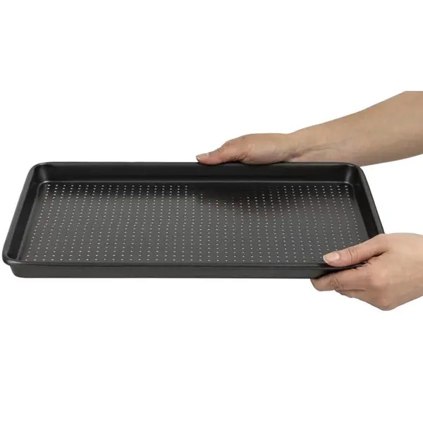 Bakplaat | CRUSTY BAKE | Carbonstaal (Antiaanbaklaag) | Geperforeerd | 390x270x20(h)mm