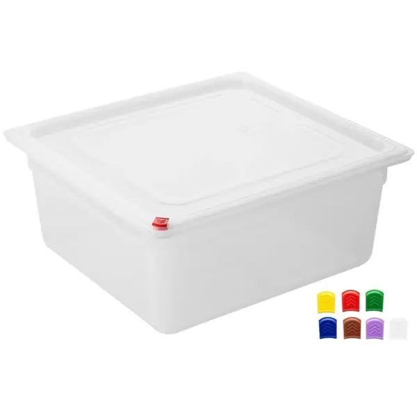 Voedseldozen | Kunststof | Transparant | 12L | 2/3 GN | 4 stuks | Incl. Deksels | Incl. HACCP Kleurclips | 354x325x150(h)mm