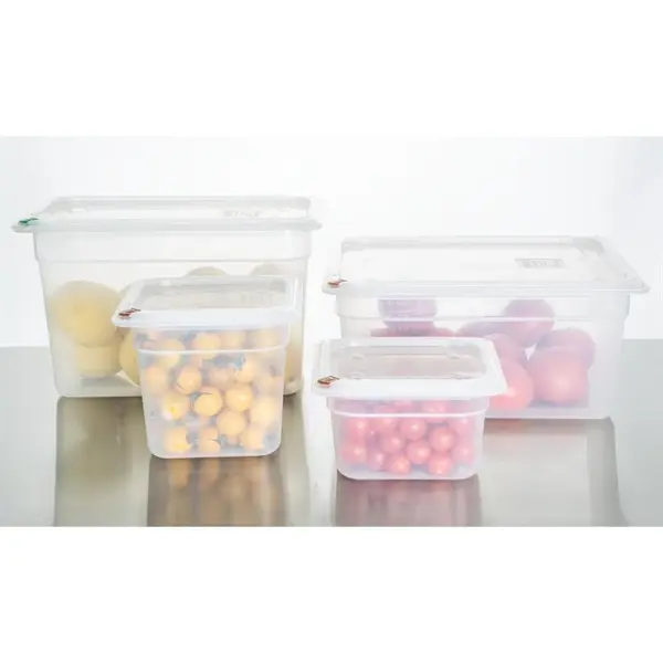 Voedseldozen | Kunststof | Transparant | 12L | 2/3 GN | 4 stuks | Incl. Deksels | Incl. HACCP Kleurclips | 354x325x150(h)mm
