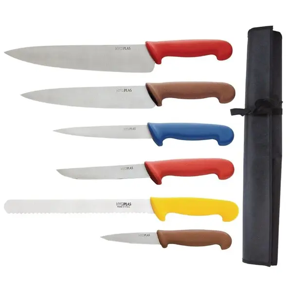 Snijplanken-/Messenset | LDPE | Meerdere Kleuren | HACCP | 12 Stuks | Incl. Snijplankenrek & Foudraal