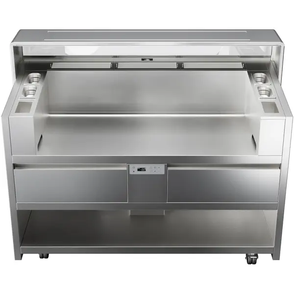 Kookstation | LiberoPro | RVS | 3 Kookunits | Stopcontacten (2x 230V + 3x 400V) | Koelladen | 20kW (400V) | Wielen (Geremd) | 1653x788x1284(h)mm