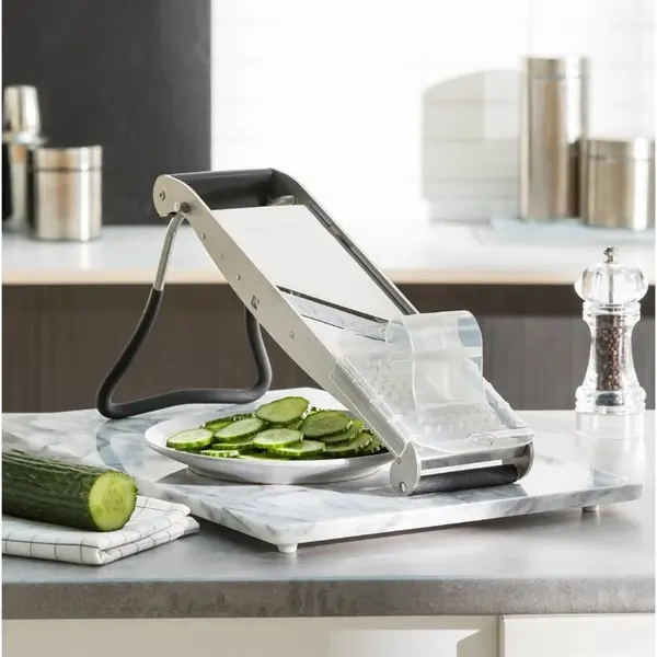 Japanse Mandoline | COMPACT PRO INOX | RVS | Schijfjes (0.5-10mm), Juliënne (4mm), Friet (10mm) | 250x130x360(h)mm