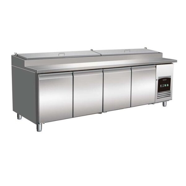 Pizzawerkbank | 943L | 4 Deuren (EN600x400) | Boven 12x 1/3 GN | +2°C/+8°C | Geforceerd | 2528x800x890/1040(h)mm