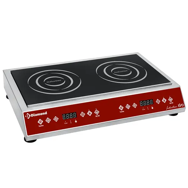 Inductiekookplaat | INDUCTION EVO | 2 Kookpunten (Ø210) | 60°C/240°C | 7kW (2x 230V) | Timer | 625x425x127(h)mm