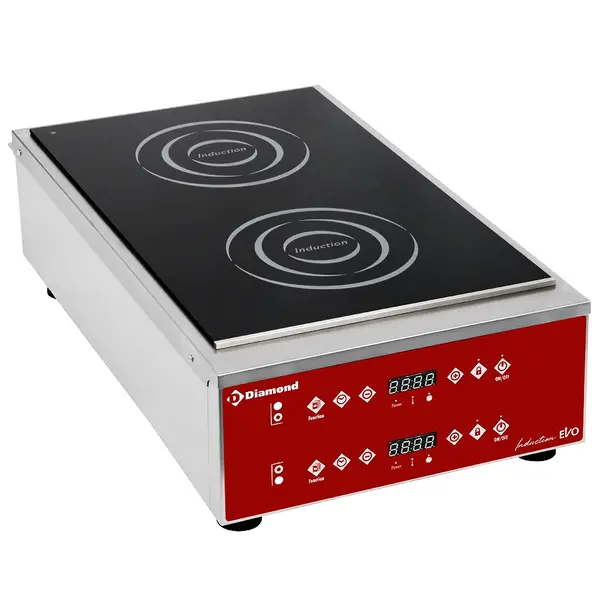 Inductiekookplaat | INDUCTION EVO | 2 Kookpunten (Ø210) | 60°C/240°C | 7kW (2x 230V) | Timer | 400x700x190(h)mm