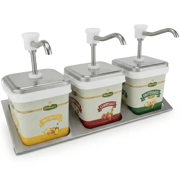 Emmerdispensers | EBK | Vierkante Emmer (3x 2.5L) | Volgschijf | Incl. Dispenserstandaard