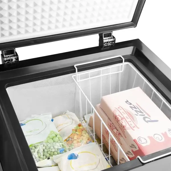 Koel-/Vrieskist | Zwart | 93L | -28°C/+10°C | Statisch | Kanteldeksel | 574x564x845(h)mm
