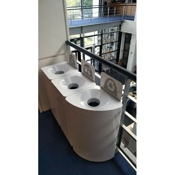 Afvalbak | Staal | Wit | 36L | Open | Afvalscheiding | Vlamdovend | Modulair | 350x350x755(h)mm