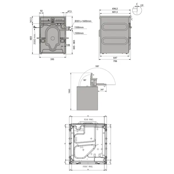 Wasmachine | APOLLO EVO | 8kg | Centrifuge (1400RPM) | Afvoerpomp | 4.6kW (230V/400V) | WiFi | 595x700x865(h)mm