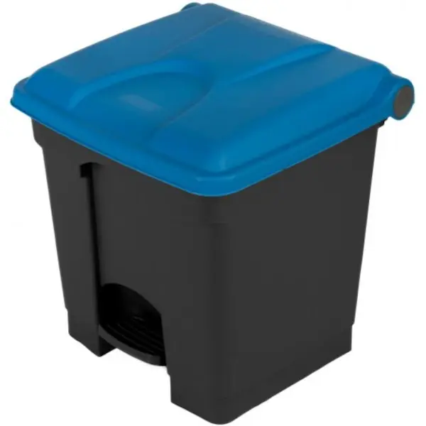 Pedaalemmer | Kunststof | Donkergrijs/Blauw | 30L | Klapdeksel | Afvalscheiding | HACCP | 410x398x435(h)mm