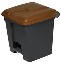 Probbax Pedaalemmer | Kunststof | Donkergrijs/Bruin | 30L | Klapdeksel | Afvalscheiding | HACCP | 410x398x435(h)mm 