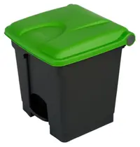 Probbax Pedaalemmer | Kunststof | Donkergrijs/Groen | 30L | Klapdeksel | Afvalscheiding | HACCP | 410x398x435(h)mm 