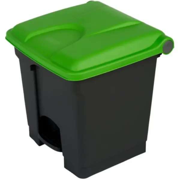 Pedaalemmer | Kunststof | Donkergrijs/Groen | 30L | Klapdeksel | Afvalscheiding | HACCP | 410x398x435(h)mm