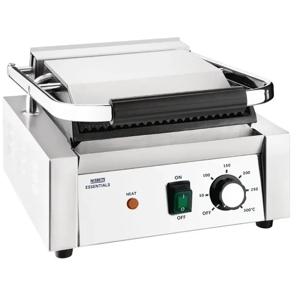 Contact-/Paninigrill | Enkel | Glad/Gegroefd (Gietijzer) | ≤300°C | 1.8kW (230V) | 310x360x360(h)mm