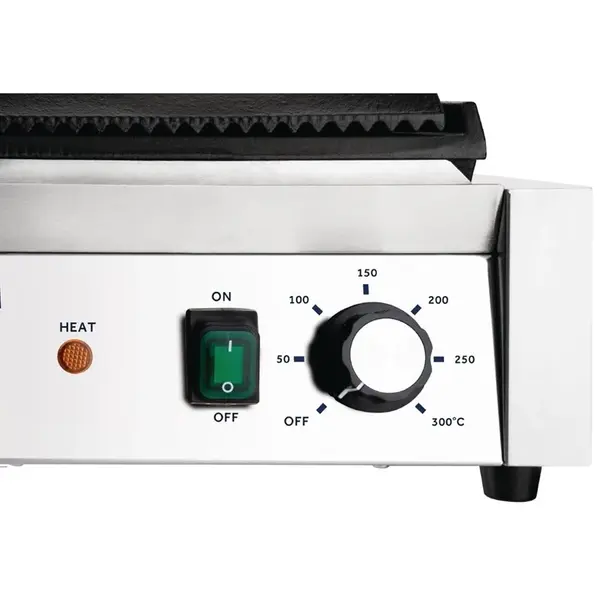 Contact-/Paninigrill | Enkel | Glad/Gegroefd (Gietijzer) | ≤300°C | 1.8kW (230V) | 310x360x360(h)mm