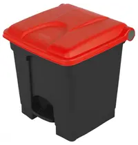 Probbax Pedaalemmer | Kunststof | Donkergrijs/Rood | 30L | Klapdeksel | Afvalscheiding | HACCP | 410x398x435(h)mm 