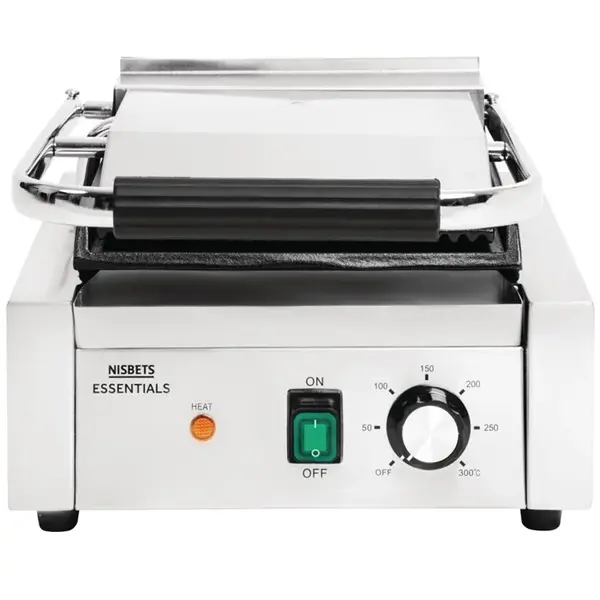 Contact-/Paninigrill | Enkel | Glad/Gegroefd (Gietijzer) | ≤300°C | 1.8kW (230V) | 310x360x360(h)mm